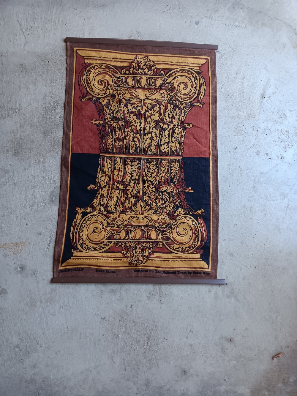 Vintage Irish Linen Cloth Tea Cloth National Trust Corinthian Column
